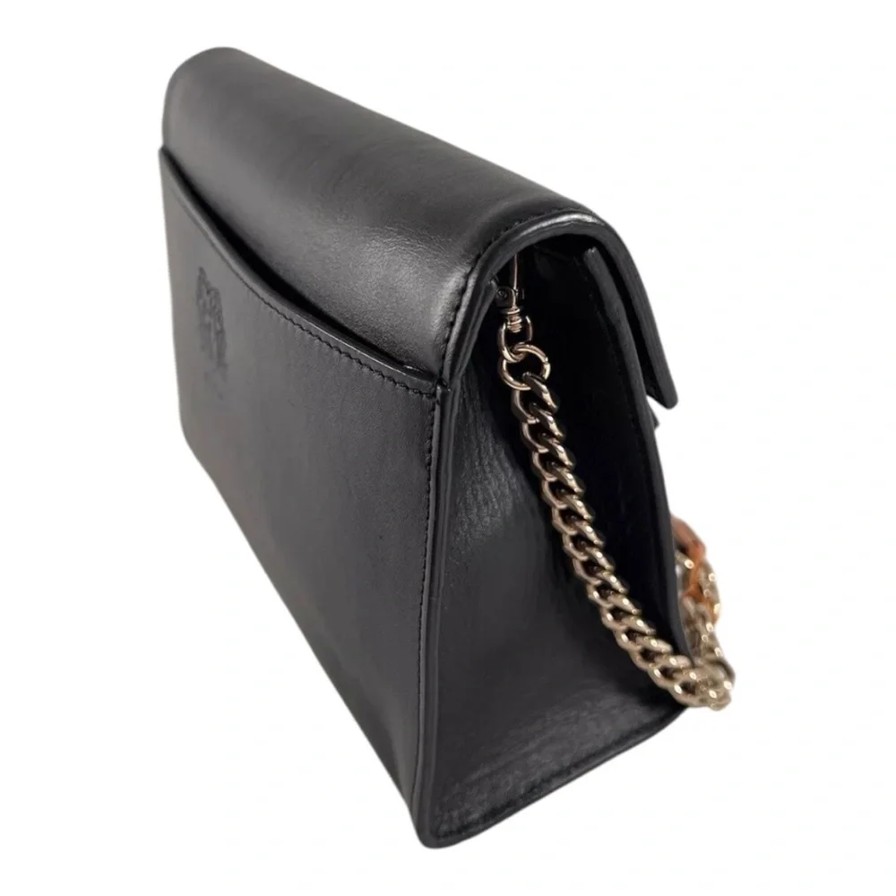 BRUNO MAGLI Black Leather Flap Leather Crossbody Bag Made in Italy